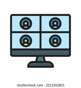 Video Conferencing Icon Vector Image. Can Also Be Used For Physical Fitness. Suitable For Mobile Apps, Web Apps And Print Media.