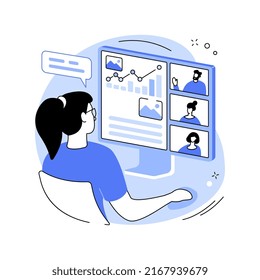 Video conferencing isolated cartoon vector illustrations. People talking using video chat, smart classes, data visualizations, online training, cloud-based communication systems vector cartoon.