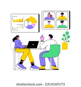 Video conferencing isolated cartoon vector illustrations. People talking using video chat, smart classes, data visualization, online training, cloud-based communication system vector cartoon.