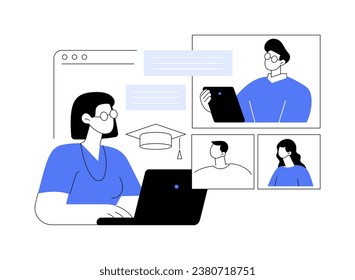 Video conferencing isolated cartoon vector illustrations. People talking using video chat, smart classes, data visualization, online training, cloud-based communication system vector cartoon.
