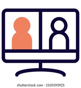 Video conferencing on a large user based on an online platform icon