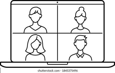 Video conferencing scene using a laptop computer