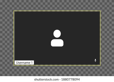 Video conferencing user interface template with individual windows on a transparent background. One users.