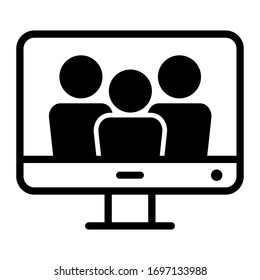 Video Conferencing Vector Icon.  Web Call Illustration Sign. Online Meeting Symbol.