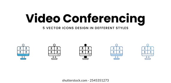 Video Iconos vectoriales de conferencia de diferentes estilos de Vector ilustración de stock