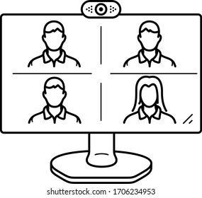 Video Conferencing. Vector Outline Icon.