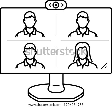 Video conferencing. Vector outline icon.
