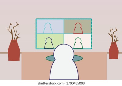 Videoconferencia cuando trabaja en casa. Prevención de la infección por el virus Covid 19