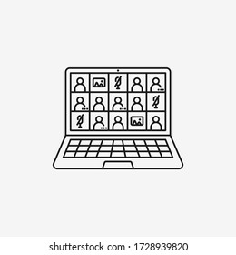 Video connection on laptop screen icon. Online lesson symbol modern, simple, vector, icon for website design, mobile app, ui. Vector Illustration