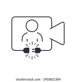 Conexión de vídeo. Icono lineal vectorial aislado en fondo blanco.
