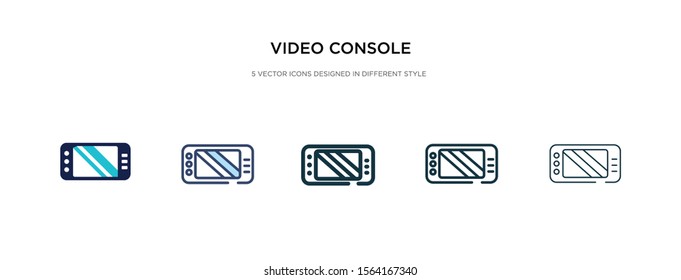 video console icon in different style vector illustration. two colored and black video console vector icons designed in filled, outline, line and stroke style can be used for web, mobile, ui