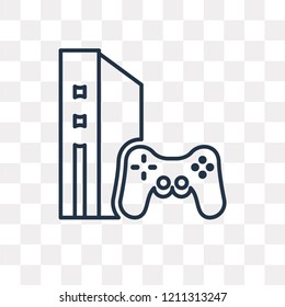 Video console vector outline icon isolated on transparent background, high quality linear Video console transparency concept can be used web and mobile