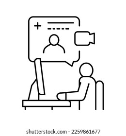 video consultation line icon vector. video consultation sign. isolated contour symbol black illustration