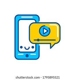 Video content color icon. Custom video content. Sign for web page, mobile app, button, logo. Vector isolated element. Editable stroke