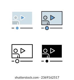 Video content creator. Video streaming for watch cinema movie, film. Live stream sign concept for web site mobile app. Fun Video, Greeting Card icon Vector illustration design.