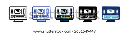 Video Content Icon Collection With Multiple Styles