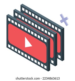 Video content icon isometric vector. Social media. Web market