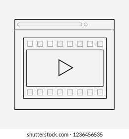Video content icon line element. Vector illustration of video content icon line isolated on clean background for your web mobile app logo design.