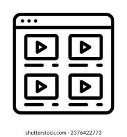 Video content icon. Outline style. Vector. Isolate on white background.