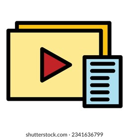 Video content icon outline vector. Plan media. Digital seo color flat