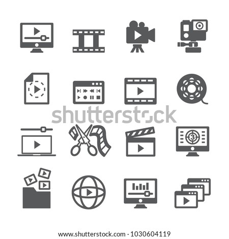 
Video content icon set