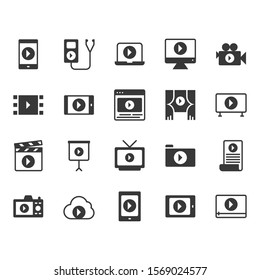Video content icon and symbol set
