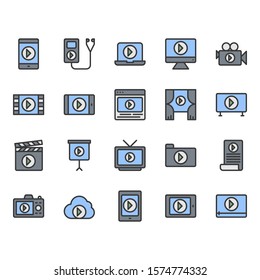 Video content icon and symbol set
