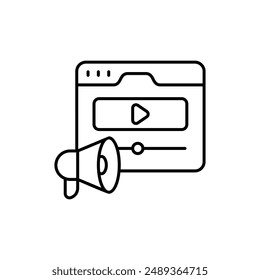 video content icon with white background vector stock illustration