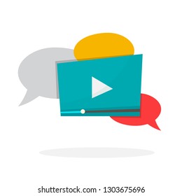 Video content in internet concept. Comment and like in social media. Isolated vector illustration in cartoon style