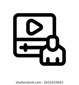 Video Icono de línea de contenido. Icono de Vector limpio y minimalista para Sitios web, App móviles, presentaciones y logotipos. Totalmente escalable y personalizable para cualquier proyecto.