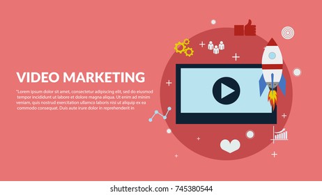 Video content marketing concept flat design vector eps 10