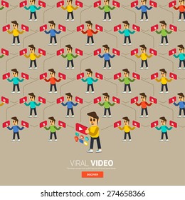 Video content marketing.Flat design concept for make momey with video.3d isometric vector.