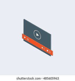 Video content marketing.Flat design concept for make money with video. 3d isometric vector.