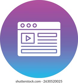 ícone de vetor de Conteúdo de Vídeo. Pode ser usado para impressão, aplicativos móveis e da Web.