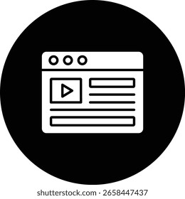 ícone de vetor de Conteúdo de Vídeo. Pode ser usado para impressão, aplicativos móveis e da Web.