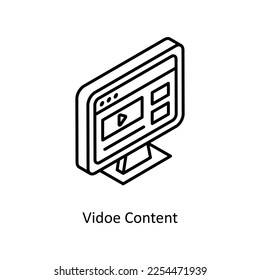Video Content Vector Isometric Outline icon for your digital or print projects.