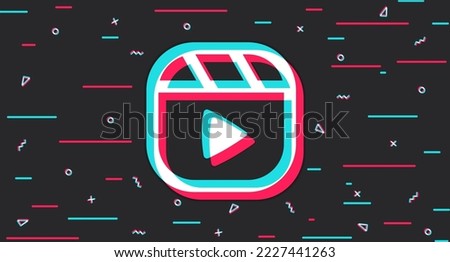 Video content. Watching video clips. Dark background with play button icon. Vector illustration Stock fotó © 