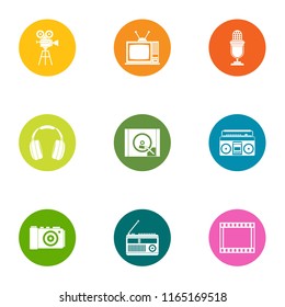 Video control icons set. Flat set of 9 video control vector icons for web isolated on white background