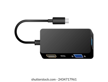 Video conversion converter _USB Type-C_USB Type-A 3.0_analog RGB (VGA) _mini D-sub15pin illustration.