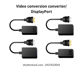 Video conversion converterDisplayPort illustration set.