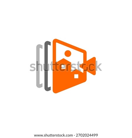 video converter icon logo, orange symbol isolated digital, media.