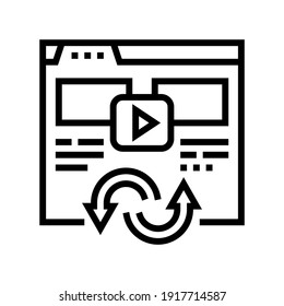 vector de icono de línea del convertidor de vídeo. signo del convertidor de vídeo. símbolo de contorno aislado ilustración negra
