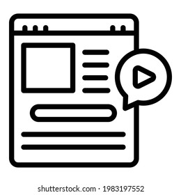 Video course icon. Outline Video course vector icon for web design isolated on white background