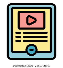 Video course icon outline vector. Training seminar. Learn school color flat