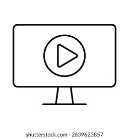 Video Course Line Icon. E-learning, Education, Teaching, Online Study Icons Editable Stroke Vector Illustration