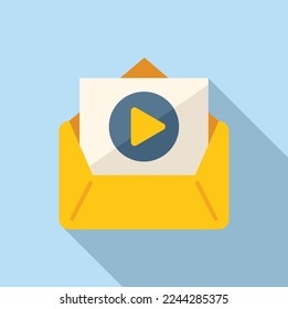 Video course mail icon flat vector. Distance study. Online class