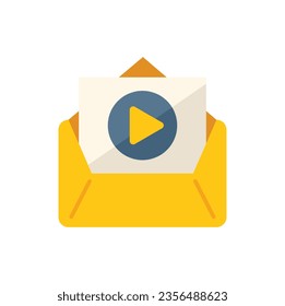 Video course mail icon flat vector. Distance study. Online class isolated