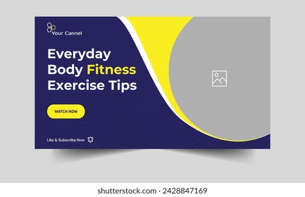Video cover banner, editable vector eps file format, and editable video thumbnail banner design for exercise training advice