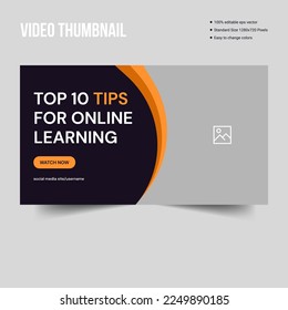 Video cover for educational tutorials. Education tips: vector layout. Tutorial video thumbnail for education and learning web banner template. promotion banner design for live workshops.