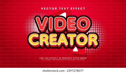 Efecto de estilo de texto editable del creador de vídeo. Efecto de texto vectorial con un estilo simple y minimalista.